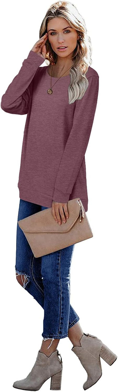 CRAZY GRID Womens Trendy Long Sleeve Shirts Casual Loose Soft Sweatshirt Fall Tops