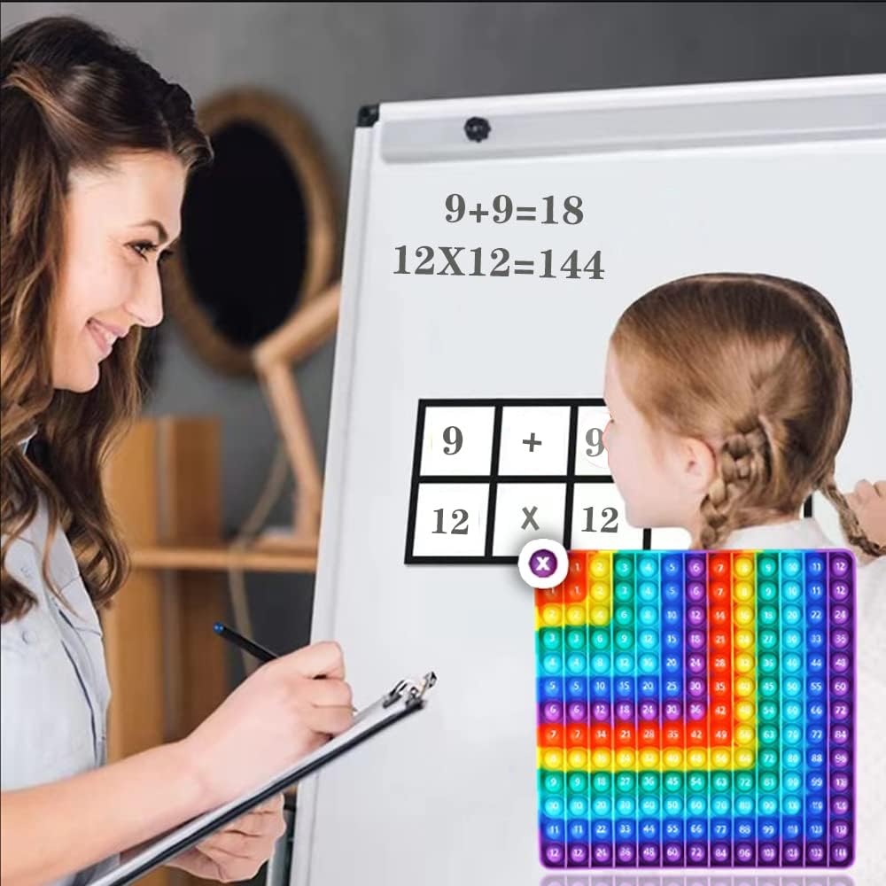 2 in 1 Multiplication Table Game and Digital Addition Table P0PP Math Toy, DK-SIMINA Rainbow Dimple Finger tip Toy, Math Manipulation Game, Create Various Math Operations (1 PCS)