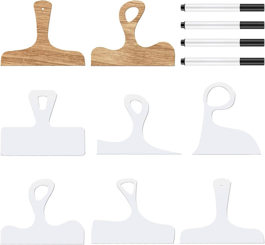 TRINKA Charcuterie Board Template Set - 6 Pcs Acrylic Router Templates for Woodworking | Handle Cutting Board Templates with 4 Pens | Angled Curvy Tracing Stencils Guide Tools for Kitchen