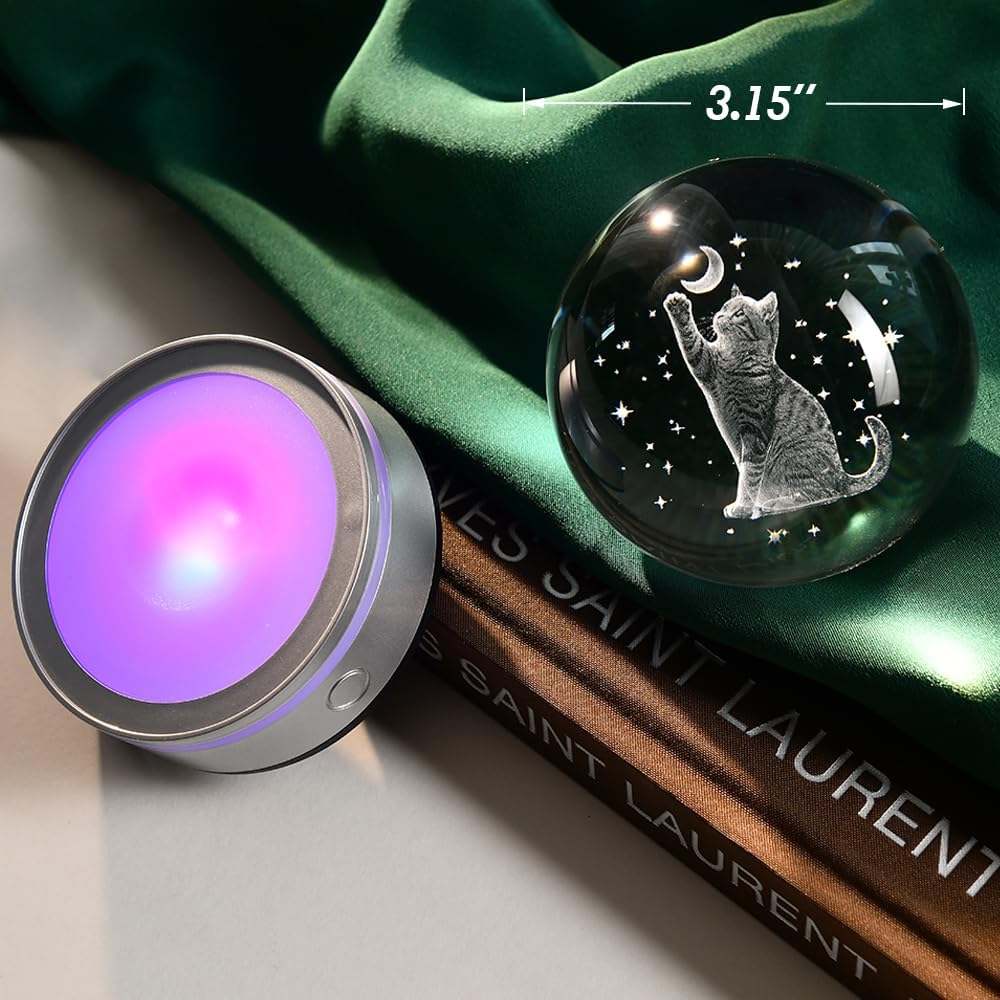 3D Solar System Crystal Ball Universe Glass Ball Space Astronomy Gift Planets Model Science Astrophysics Gifts Solar System Night Light Glass Globe Decor with 12 Colorful Modes Light Base