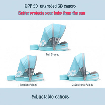 Baby Pool Float with UPF50+ 3D Adjustable Canopy, Add Tail Mambobaby Float Non Inflatable Infant Floats for Pool, Cartoon Narwhal Baby Floats (NPink with Canopy-U05NPCTLUROHML01U05)
