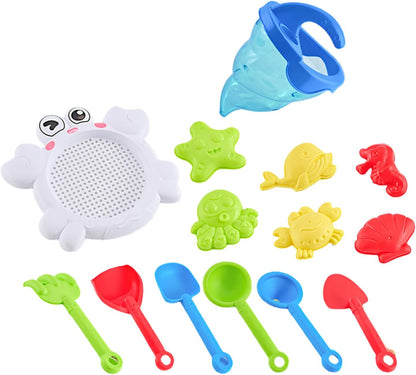 Pack of 14 Water Play Toy for Outdoor Sand Beach Bath Time Fun with Shovels and Sand and Toy Family Outdoor Games