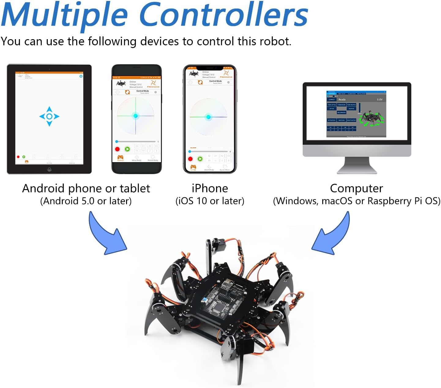 FREENOVE Hexapod Robot Kit with Remote (Compatible with Arduino IDE), Walking Crawling Twisting, App Remote Control, Servo STEM Project