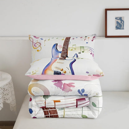Erosebridal Drum Kit 3D Print Kids Comforter Sets Rock Music Themed Full Bedding Set for Boys Girls Musical Pattern Comforter Set,Colorful Retro Style Quilt Duvet 3 Pcs