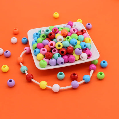 160pcs 12mm Plastics Acrylic Beads Mix 10 Color Large Hole Hair Beads(Hole:5.5mm)