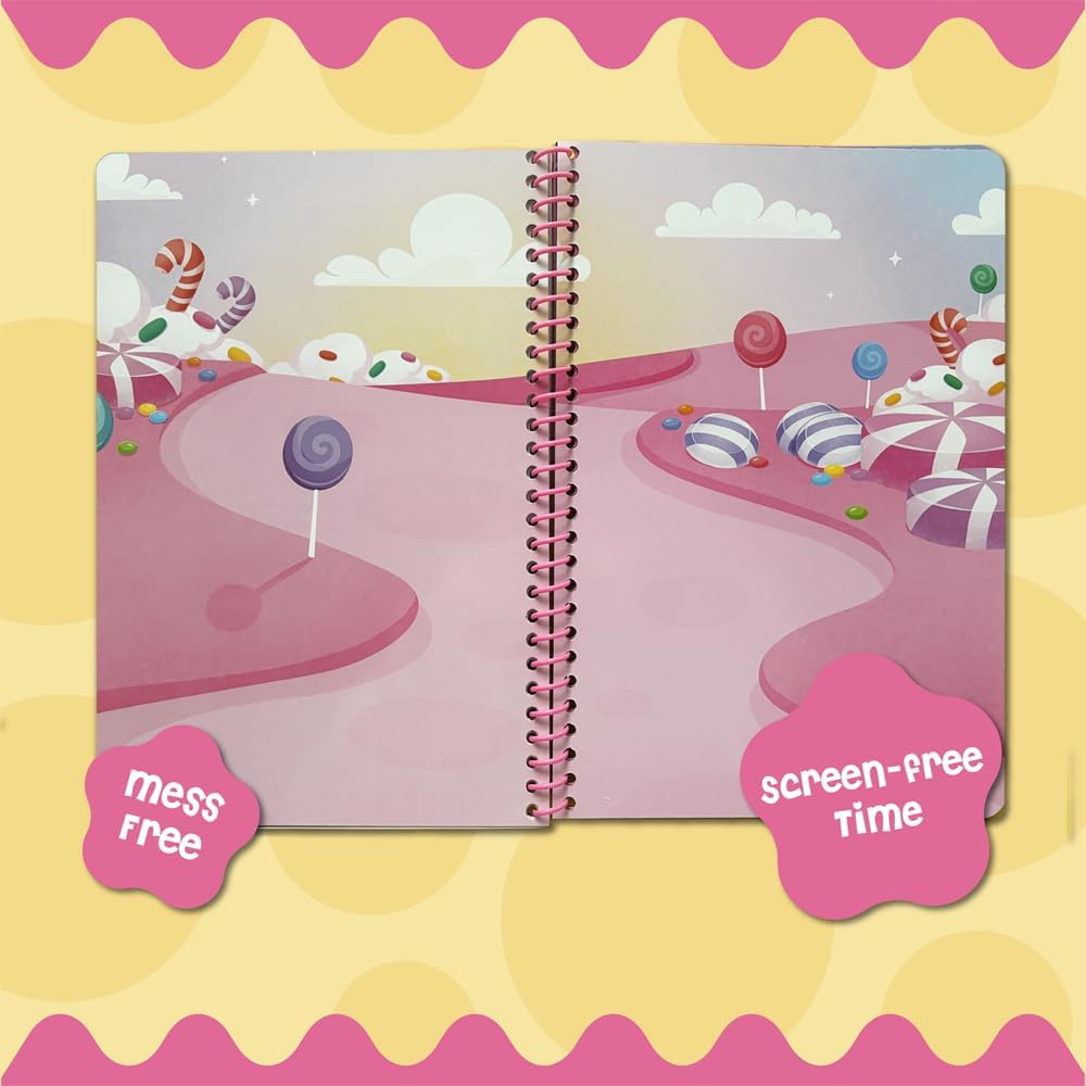 Stick4Ever Jelly Sticker Book - for Kids - Waterproof, Easy to Clean Reusable Sticker Book for Toddlers- Reusable Road Trip Activities for Kids - Stocking Stuffers for Toddlers (Wonderland)