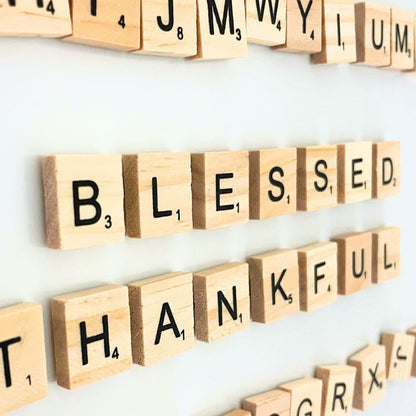 YJ PREMIUMS 100 PC Wood Magnetic Letter Tiles Magnets Big Large Square Wooden Alphabet Letters Tile Magnet Pieces for Fridge Refrigerator Wall Fun Learning Decorative Game Board for Adults (100)