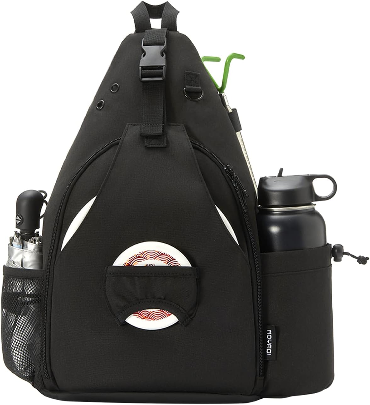 MOYAQI Disc Golf Bag with Retriever Holder and Storage Pockets, Disc Golf Backpack with 8-10 Disc Capacity, Padded Adjustable Strap and Back Panel, Lightweight and Durable