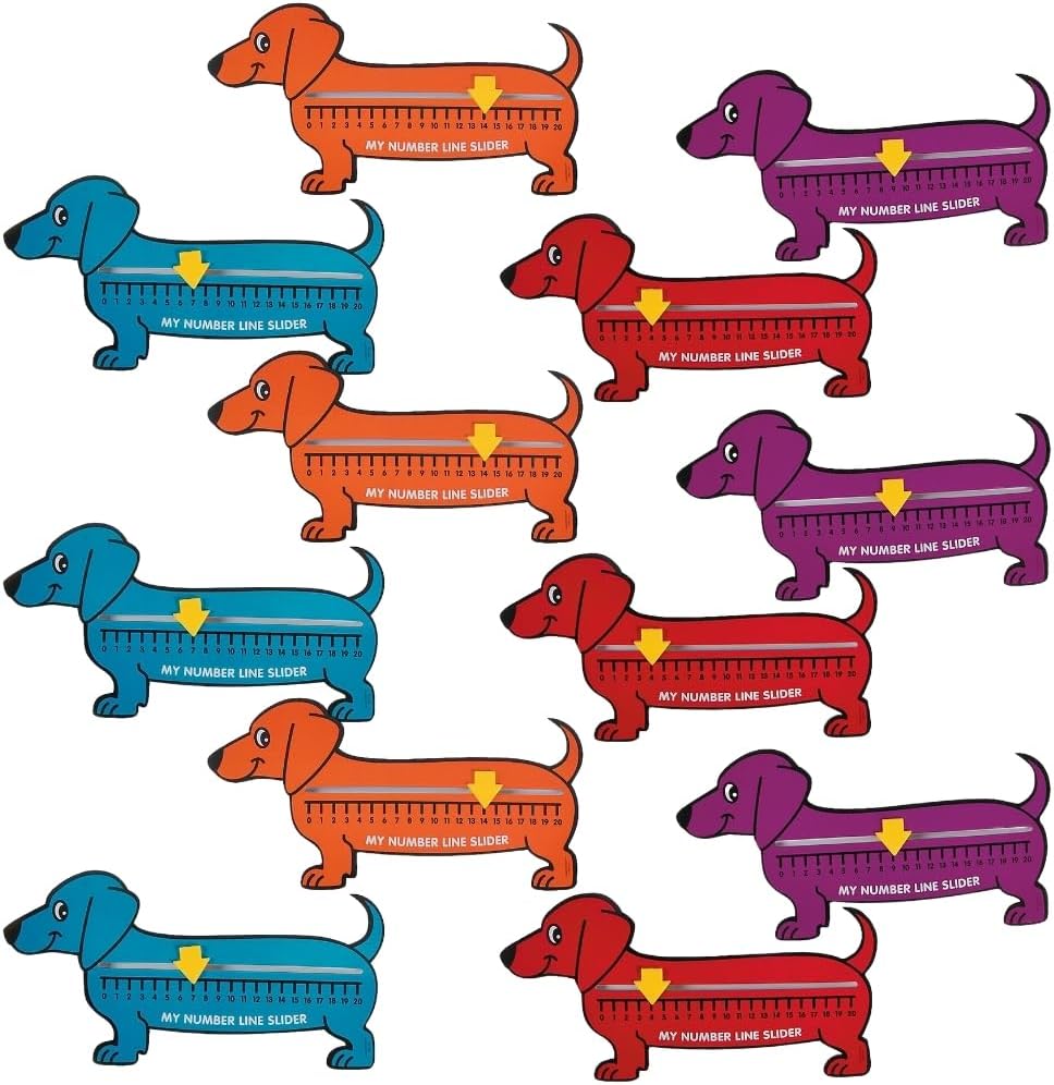 Fun Express Wiener Dog Number Line Sliders - 12 Pieces - Educational And Learning Activities For Kids