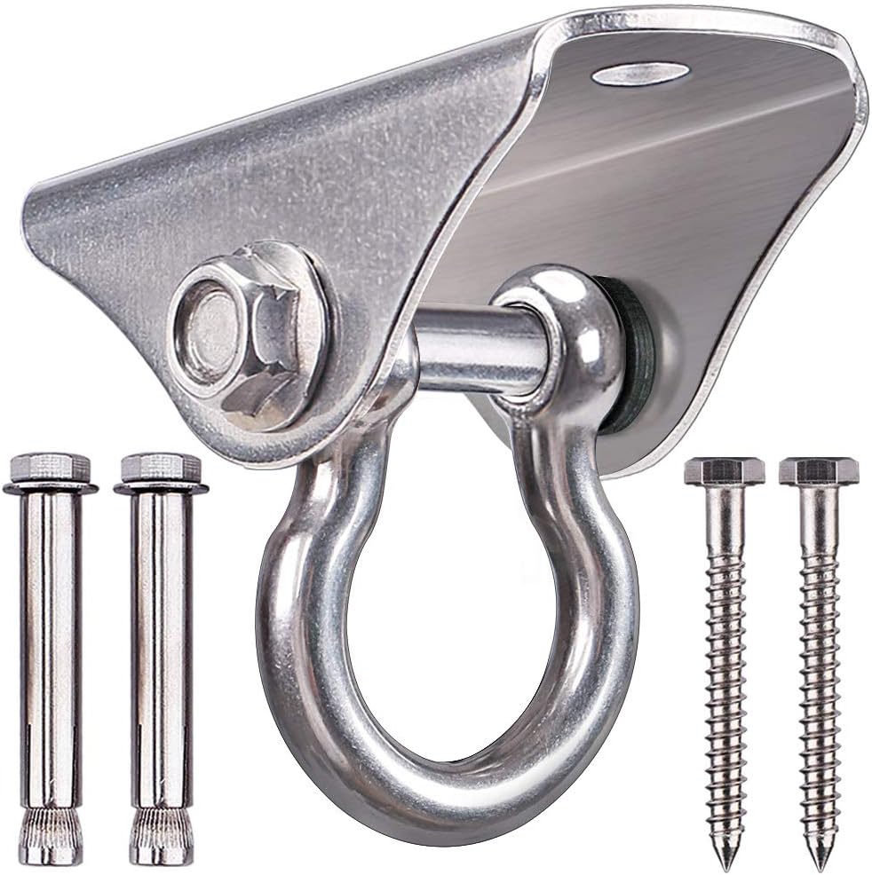 SELEWARE Anti-Squeaking Swing Hanger Stainless Steel Swing Set Hook Ceiling Mount Bracket for Hammock Chair Toddler Swing Yoga Swing Punching Bag 2 Packs