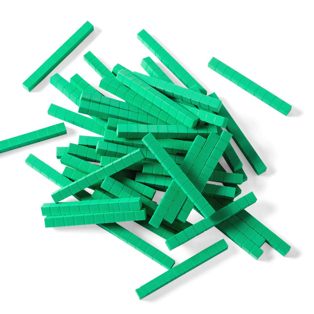 hand2mind Blue Plastic Base Ten Blocks Rods Set, Place Value Blocks, Counting Cubes, Base 10 Math Manipulatives, Teacher Supplies for Math Classroom, Montessori Math Materials (Set of 50)