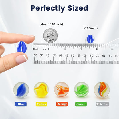 SallyFashion 240PCS Marbles for Kids, Cat Eye Marbles Mixed 5 Colors for Chinese Checkers, Marble Run Toys, Board Games