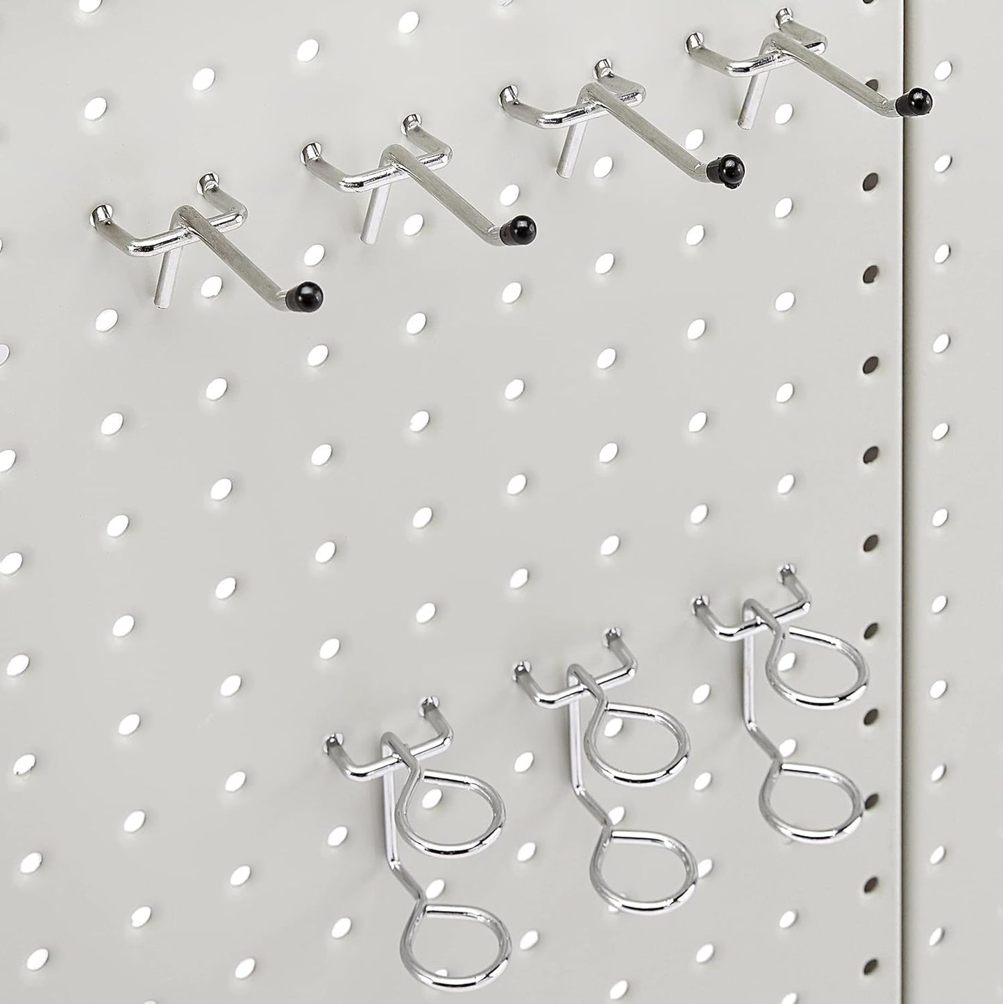 Amazon Basics Rectangular Metal Pegboard Wall Organizer, Tool Storage Organization System, Rust and Scratch Resistant, 48-Piece Kit, Gray