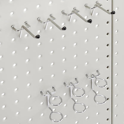 Amazon Basics Rectangular Metal Pegboard Wall Organizer, Tool Storage Organization System, Rust and Scratch Resistant, 48-Piece Kit, Gray