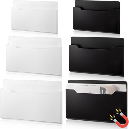 Fuutreo 6 Pcs Magnetic Wall File Organizer Magnetic Wall File Holder Refrigerator Magazine Holder for Mail Letters Paper(Aqua Green,Vertical-large)