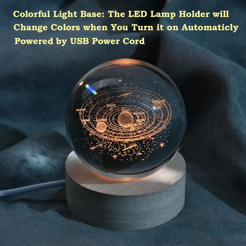 3D Solar System Crystal Ball Space Lover Model Themed Gifts 3D Planets Glass Ball 60mm Decorative Sphere Decor Astronomy Birthday Gift