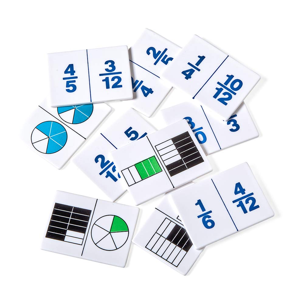 hand2mind Plastic Fraction Dominoes Game Tiles, Montessori Math Materials for Kids to Learn Decimal and Fraction Equivalence Math Manipulatives 4th Grade, Homeschool Supplies (Set of 30)