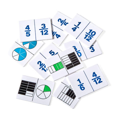 hand2mind Plastic Fraction Dominoes Game Tiles, Montessori Math Materials for Kids to Learn Decimal and Fraction Equivalence Math Manipulatives 4th Grade, Homeschool Supplies (Set of 30)