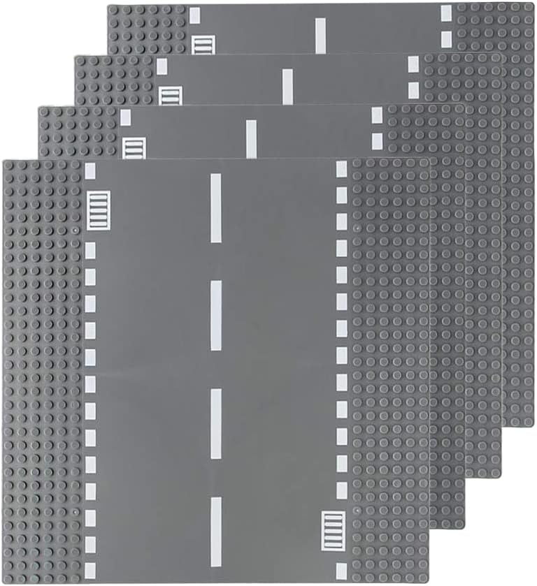 Feleph Classic Road Baseplates City Street Curve Road Building Block Kit 10 x 10 Inches Town Base Plate for Building Bricks Compatible with All Major Brands(Curve 2 Pieces)
