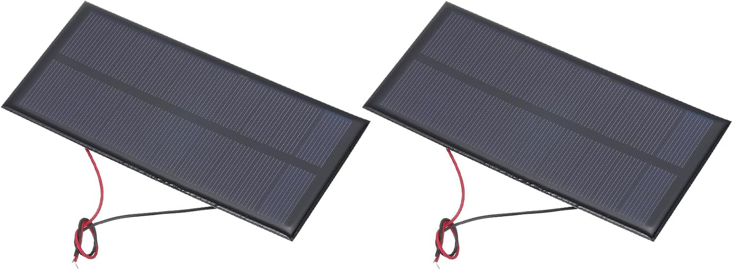 MECCANIXITY 2 Pcs 5.5V 0.44W 70mA Mini Solar Panels, Small Polycrystalline Solar Cell Panel with 2 Cable for DIY Electric Toy Materials Kits Charger, 60mm x 60mm