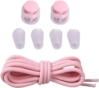 Lazy Bread Lace Buckle Elastic Shoelaces Round Locking No Tie Shoe Laces Kids Adult Rubber Sneakers Shoelace