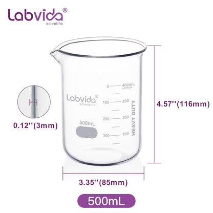 12pcs 50ml Upgrated Thick Glass Beakers, Shot Glass Beaker set, 3.3 Boro Griffin Low Form, Double Scale, LVA003