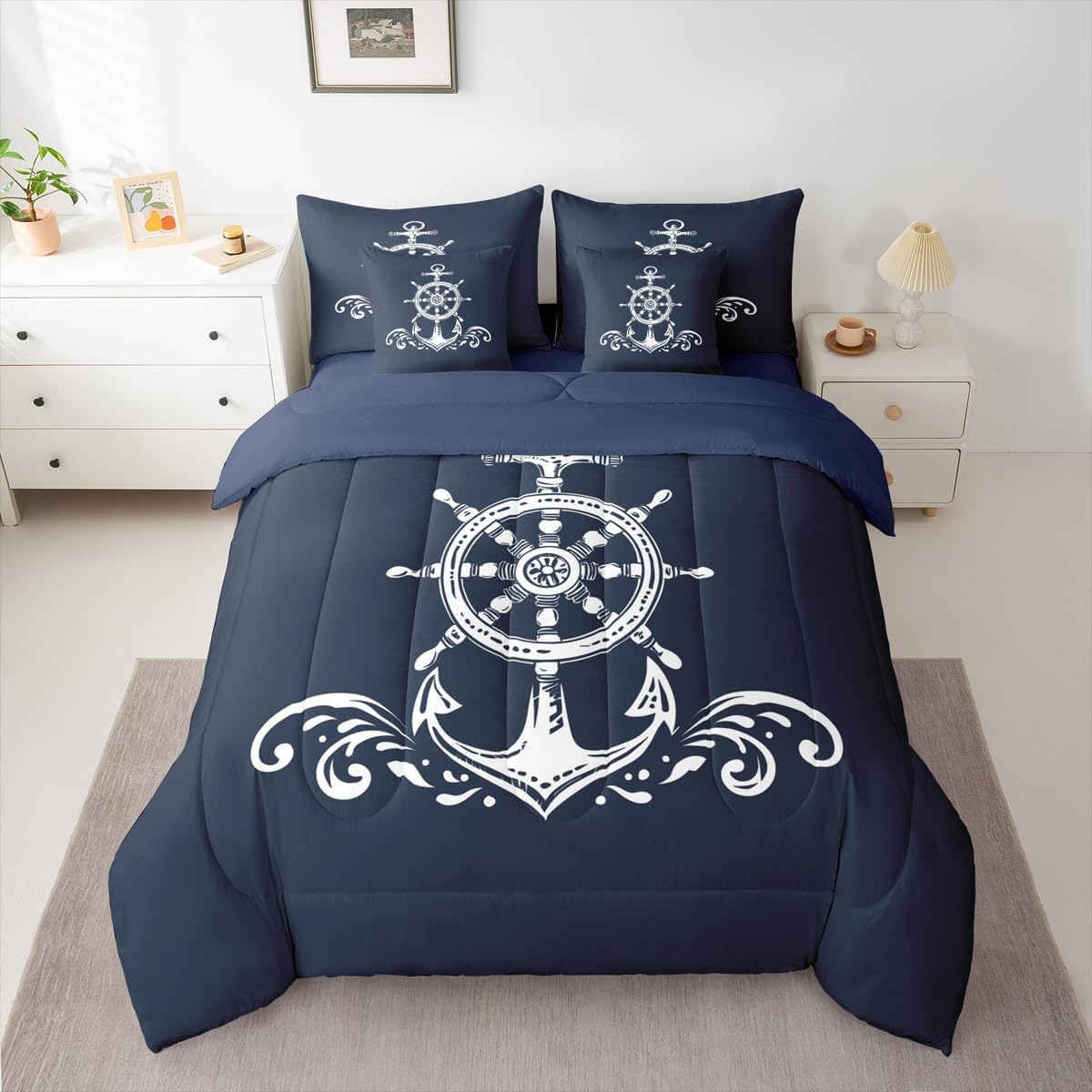 Erosebridal Chemistry Comforter Set with Sheets Full Size Periodic Table of Elements Bed in A Bag 7 Piece Science Chemistry Lovers Bedding Set for Kids Boys Children Bedroom Modern Black Bed Sets