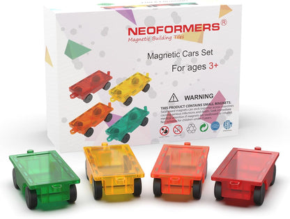 Magnetic Tiles, 96PCS Magnetic Block Toddler Toys with 2 Cars, 3D Clear Magnet Building Tiles Set, STEM Educational Toys for Kids 3-9 Years
