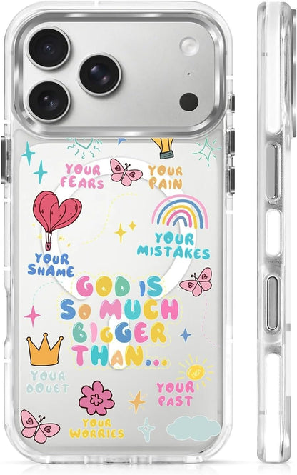 for iPhone 17 Pro Max Case [Compatible with Magsafe],Girls Women Clear Magnetic Case Silicone Shockproof Protective Cover with Pattern Colorful Motivational Letters