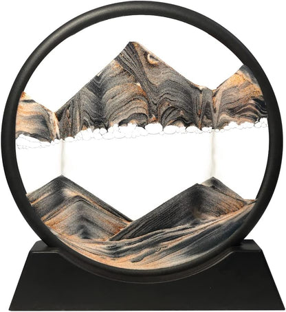 Muyan Moving Sand Art Picture Sandscapes in Motion Round Glass 3D Deep Sea Sand Art for Adult Kid Large Desktop Art Toys (Purple, 7 Inch)