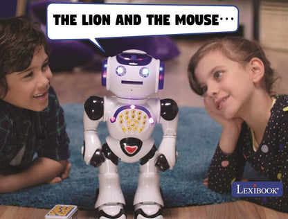LEXiBOOK, Powerman Neo, My Robot Full of Technology, Remote Control and Gesture Control, Educational Activities in English, Programmable, Music and Dance, Sound and Light Effects, Blue/White, ROB18EN