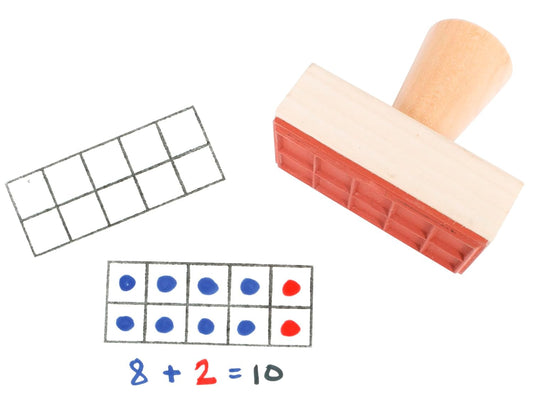 READY 2 LEARN Ten Frame Stamp - Wooden Stamp for Early Math Activities and DIY - Use for Flashcards, Worksheets, Homework and Scrapbooks