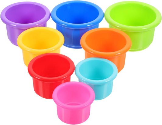 Garneck 8pcs Plastic Nesting Toys for Rabbits Bunny Cups Stacking Cups for Toddlers Safe Food-Grade Material for Hiding Food