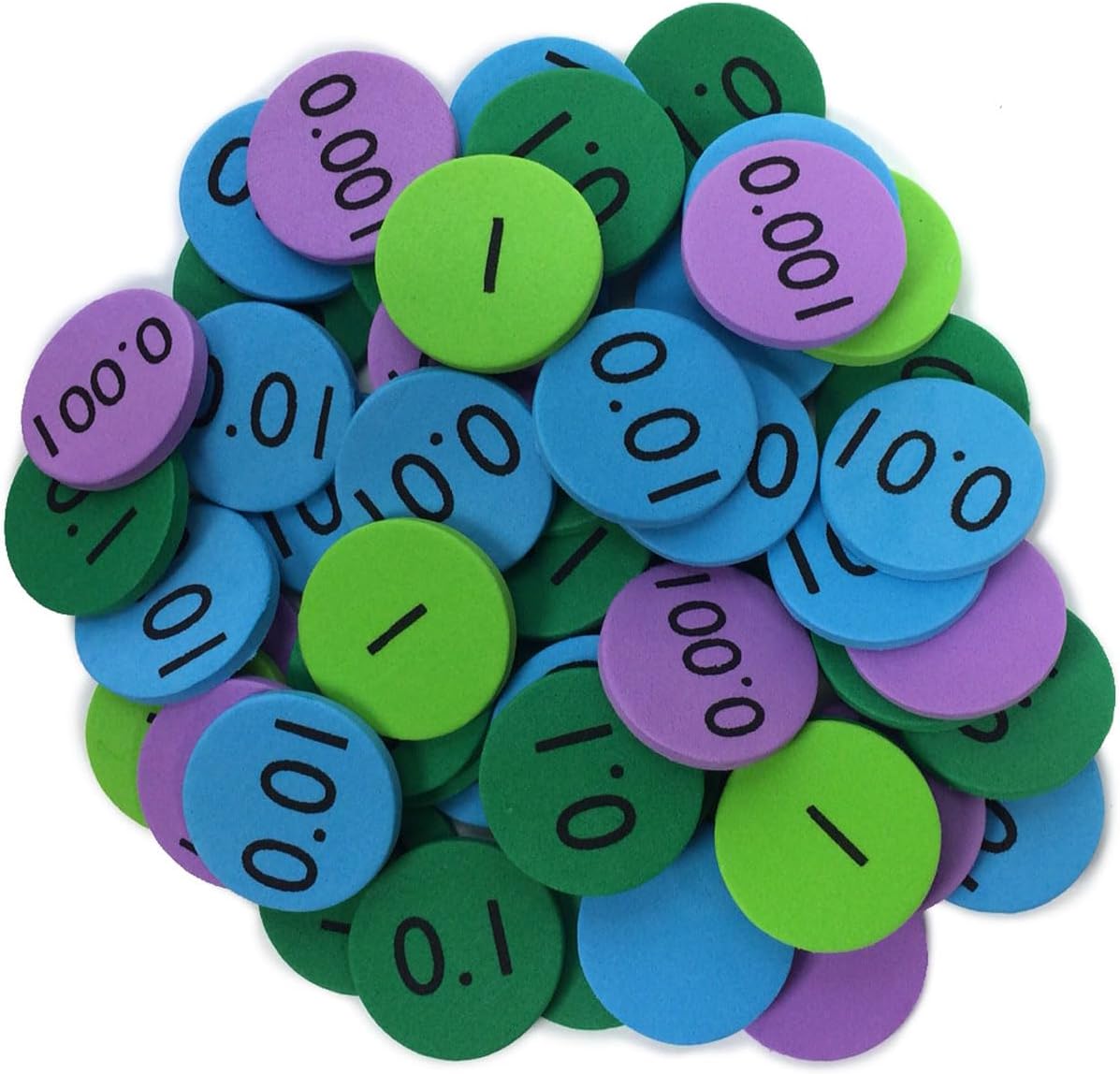 EAI Education QuietShape® Foam Place Value Disks Thousandths to Ones: Set of 120