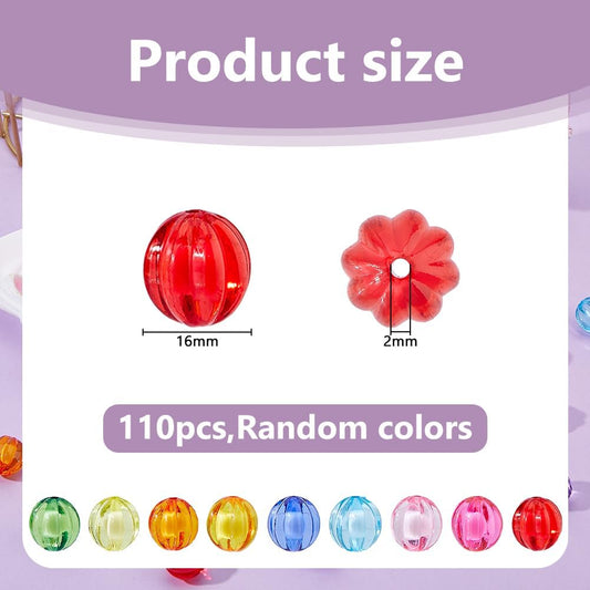 DICOSMETIC 110Pcs Transparent Acrylic Round Pumpkin Beads Bulk Random Color Chunky Bubblegum Beads 16mm(0.63in) Diameter for DIY Bracelets Necklaces Earrings Keychains