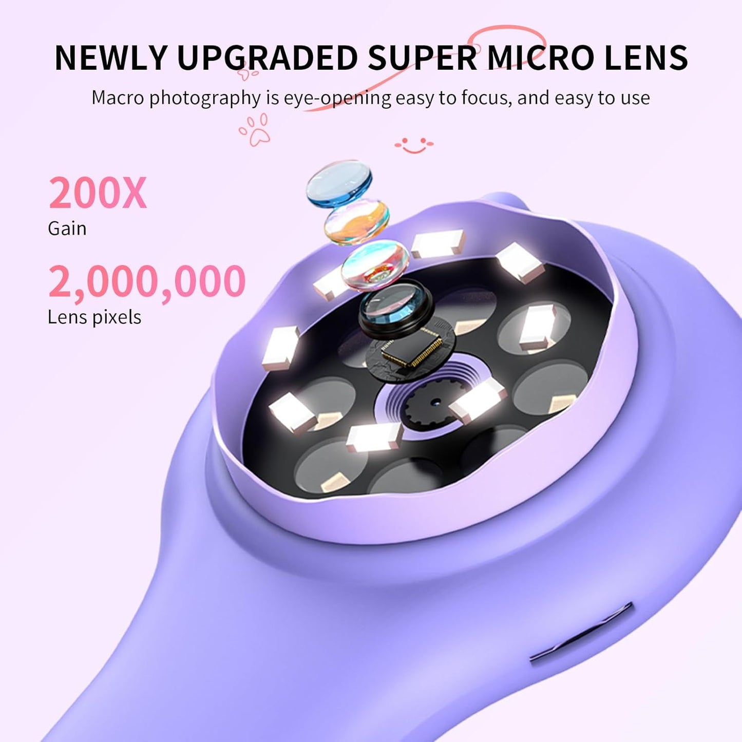 Microscope for Kids - Electronic Handheld Magnifying Glass for Children-STEM Outdoor Science Kit for Summer Travel & Camping Toy,Birthday Gifts Toys for 5-8 9-12 Year Old Girls（Purple）