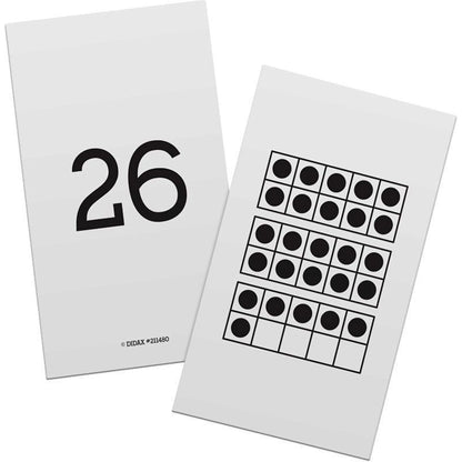 Didax Educational Resources 1-50 Ten-Frame 1–50 Cards, White, Black, 0.81 H x 6.0 L x 4.5 W, (211480)