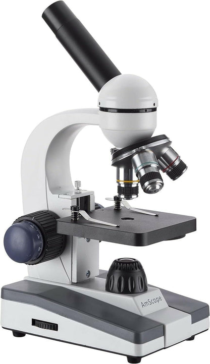 AmScope M150C / M150C-I 40X-1000X All-Metal Optical Glass Lenses Cordless LED Student Biological Compound Microscope