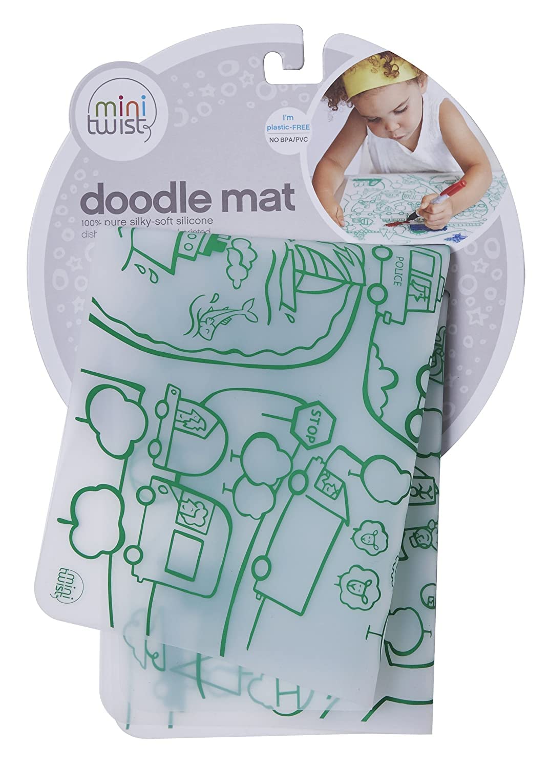 Modern-Twist 100% Plastic Free Silicone Waterproof, Dishwasher Safe Doodle Mat, Single Mat, Alphabet Animals