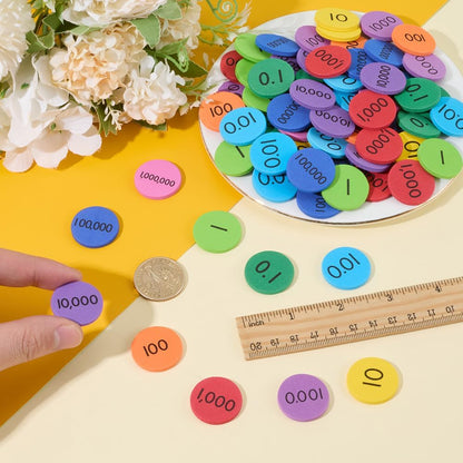 CRASPIRE 300Pcs Place Value Disks Foam EVA Decimals to Whole Numbers Counting Chips 1 Inch Mini Round Flat Color-Coded Manipulatives Math Learning Counters Discs for Elementary School Math Supplies
