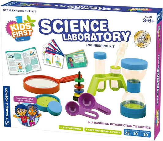 Thames & Kosmos Kids First Science Laboratory STEM Experiment Kit for Preschoolers, Young Learners Ages 3+ | Includes Durable, Colorful, Plastic Scientific Tools for a Hands-on Learning Experience