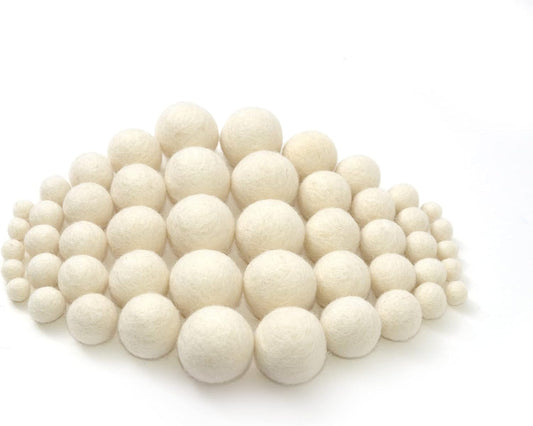 Glaciart One Wool Felt Balls, Felt Ball (240 Pieces) 2.5 Centimeters - 1 Inch, Handmade Felted Pure White Color - Bulk Small Puff for Felting and Garland