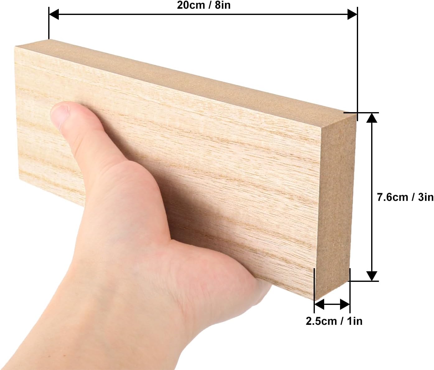 10 Pack Unfinished MDF Wood Rectangle Blocks, 3 x 10 Inch Wooden Blocks for Crafts, DIY Projects, and Custom Decor