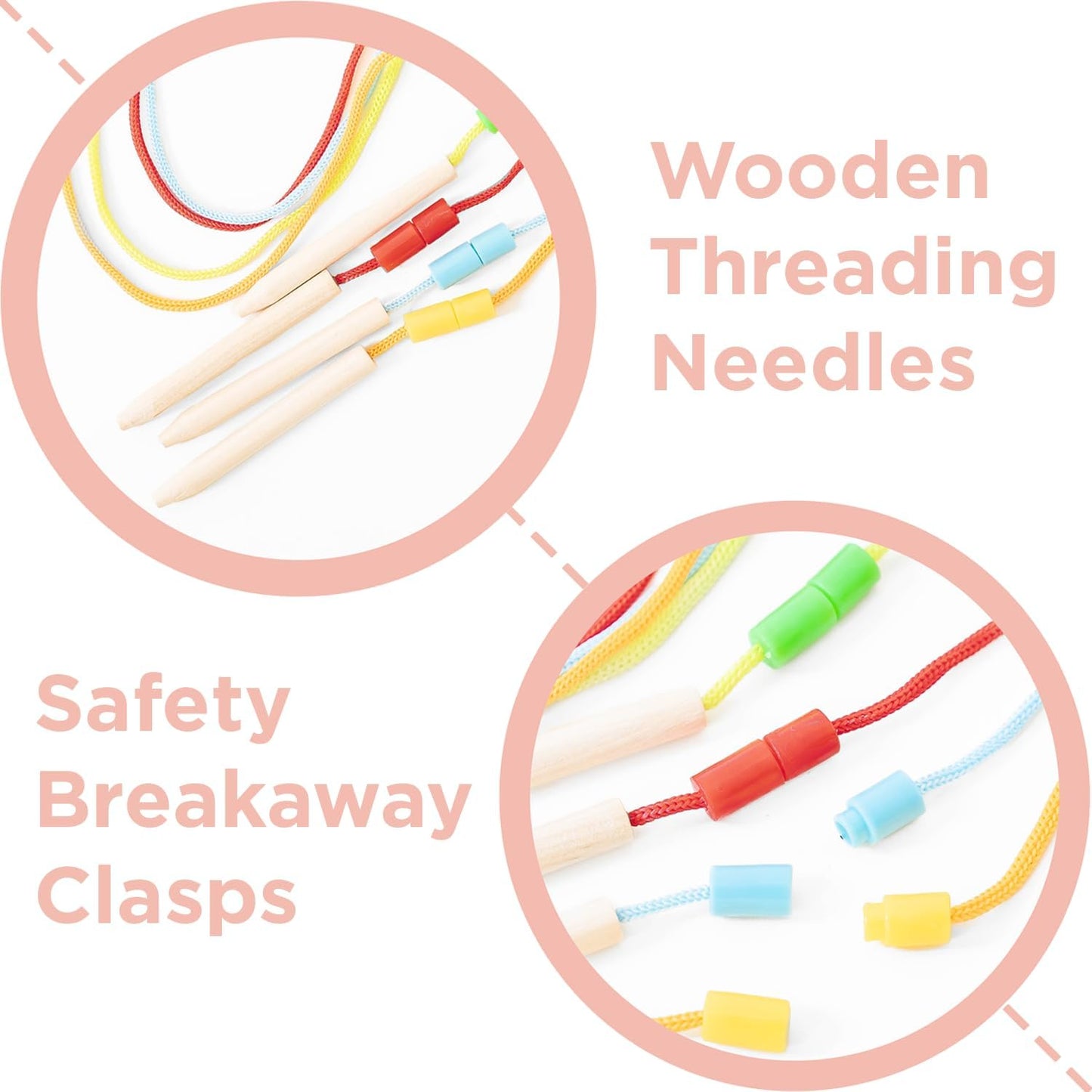 Montessori & Me Stringing Beads for Kids 3-5 - Lacing String Toys for Toddlers - Snap Necklace