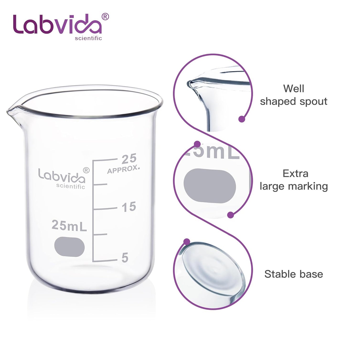 12pcs 50ml Upgrated Thick Glass Beakers, Shot Glass Beaker set, 3.3 Boro Griffin Low Form, Double Scale, LVA003