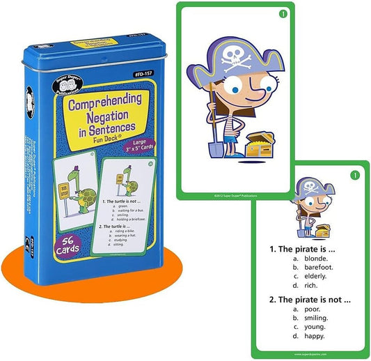 Super Duper Publications | Comprehending Negation in Sentences Fun Deck | Comprehension, Critical Thinking, and Inferencing Skills Flash Cards | Educational Learning Materials for Children