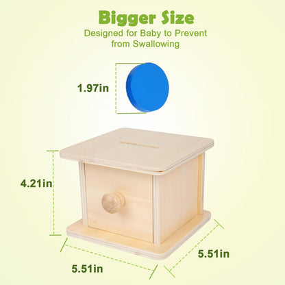Adena Montessori Coin Box -Natural Wood Double-Sided Object Permanence Box Toy for 1-Year-Old Babies, Wooden Montessori Developmental Toy for 6-12 Month, Early Learning Gift