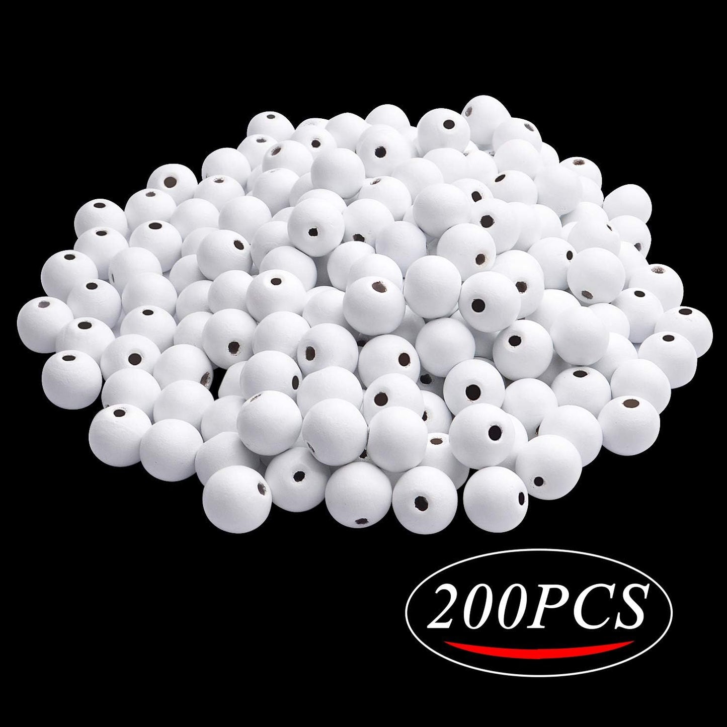 Aylifu Round Wooden Beads, 50 pcs 25mm Natural Unfinished Wooden Spacers for DIY Crafts Jewelry Making, White, Hole: 5mm