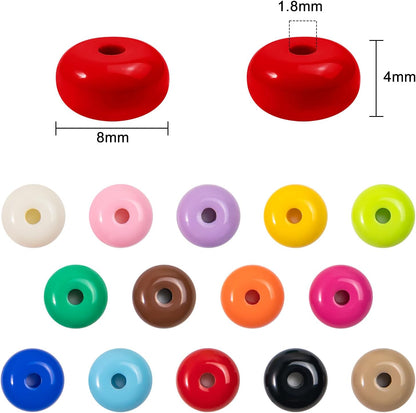 500PCS 8mm Acrylic Lentil Beads, White Abacus Beads Loose Beads for Crafts, Acrylic Spacer Beads for Jewelry Bracelet Necklace Making, Beads for Pens Charms Crafts, Small