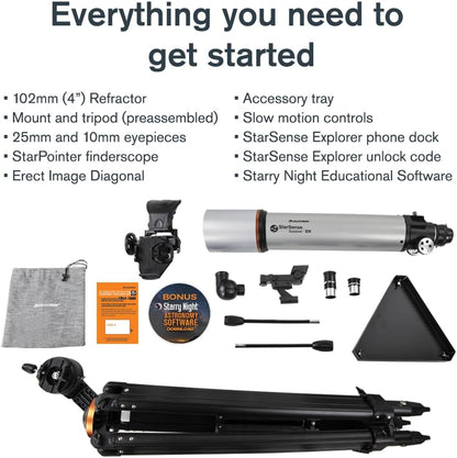 Celestron StarSense Explorer DX 130AZ App-Enabled Telescope – 130mm Newtonian Reflector with Smartphone Dock & StarSense App – iPhone & Android Compatible – Easy-to-Use for Beginners